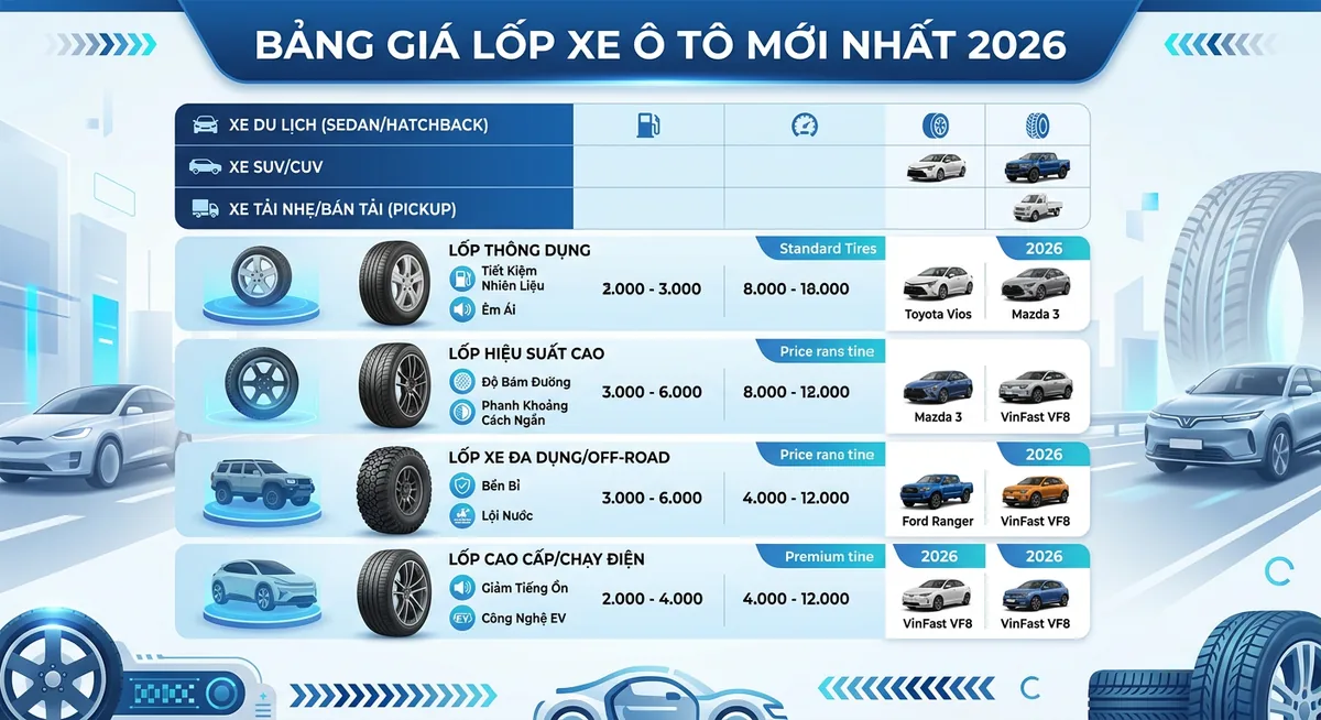 Lốp xe ô tô kích thước lớn dành cho dòng SUV và xe bán tải