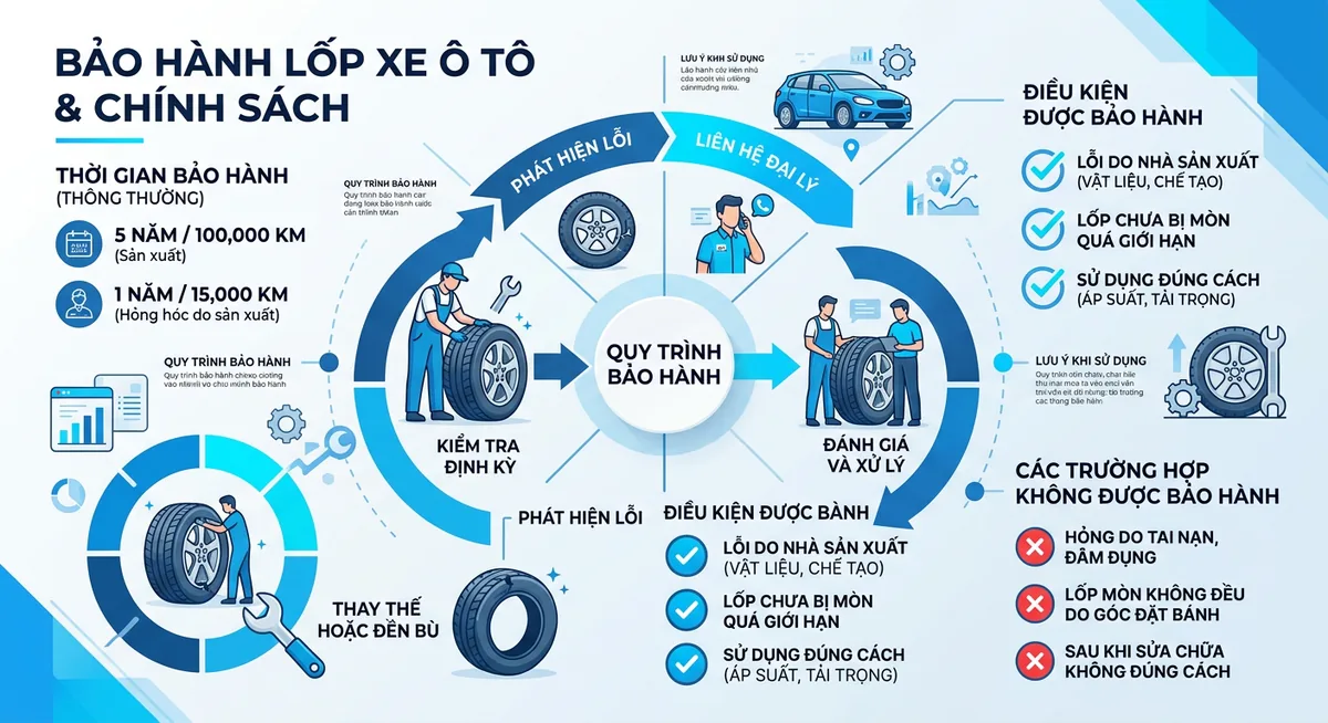 Lốp xe bị chém cạnh không được bảo hành