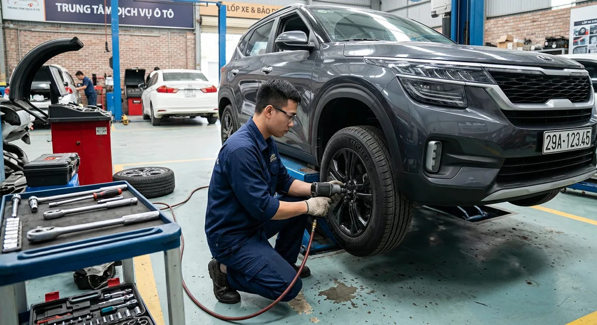 Kiểm tra thông số lốp trên tem cửa xe