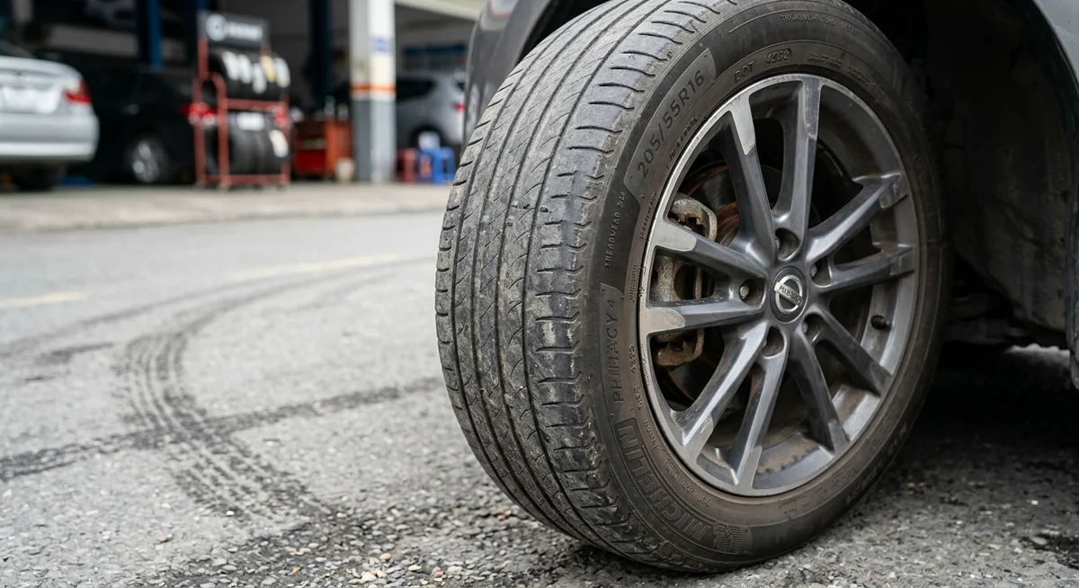 Kiểm tra gờ báo mòn TWI trên lốp ô tô