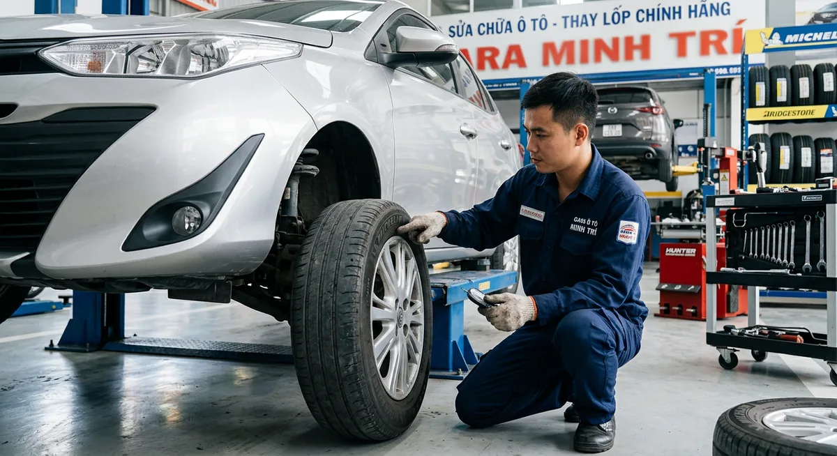 Lốp ô tô mòn không đều do sai độ chụm