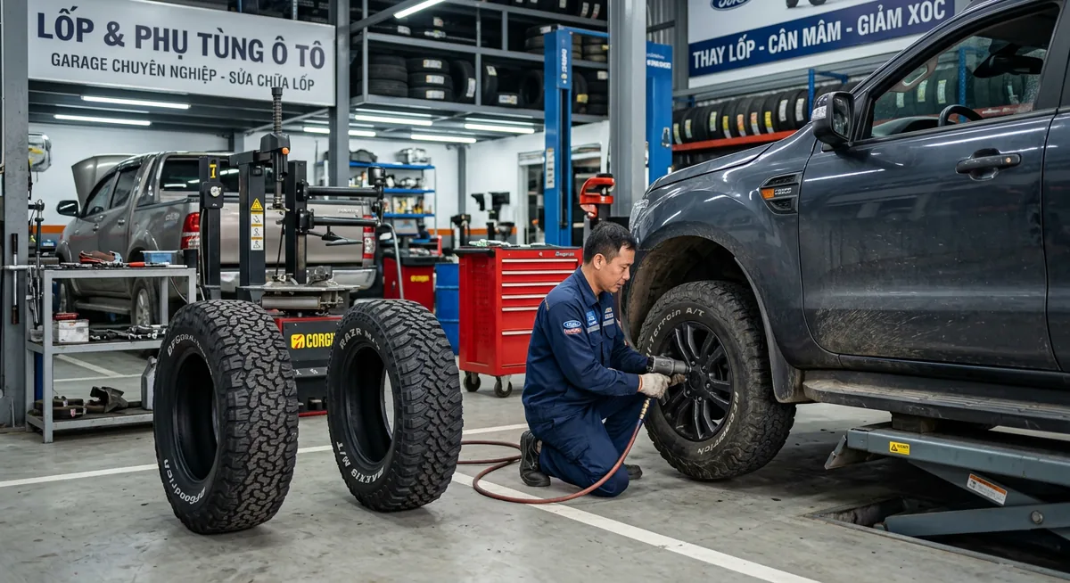 Xe bán tải độ lốp MT chinh phục bùn lầy