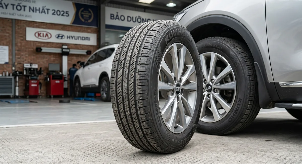 Lốp Kumho lắp trên xe Hyundai Santa Fe 2025