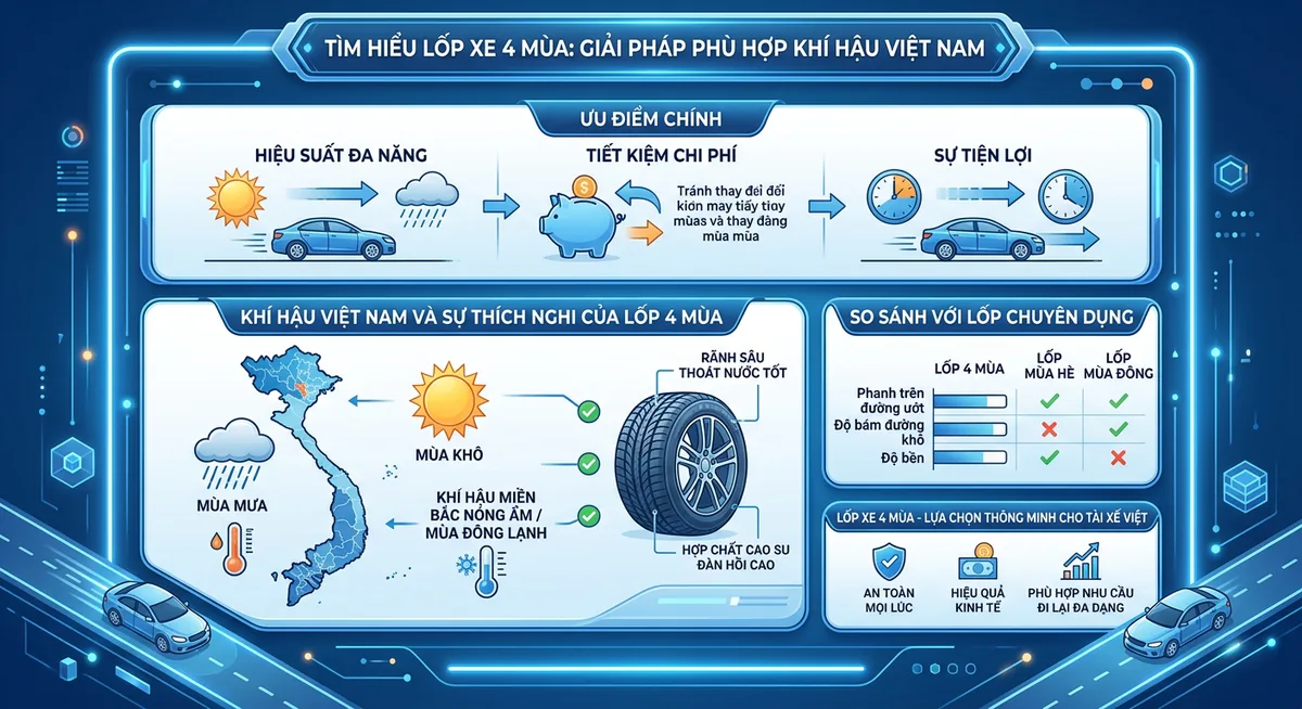Các mẫu lốp xe 4 mùa phổ biến từ Michelin và Bridgestone