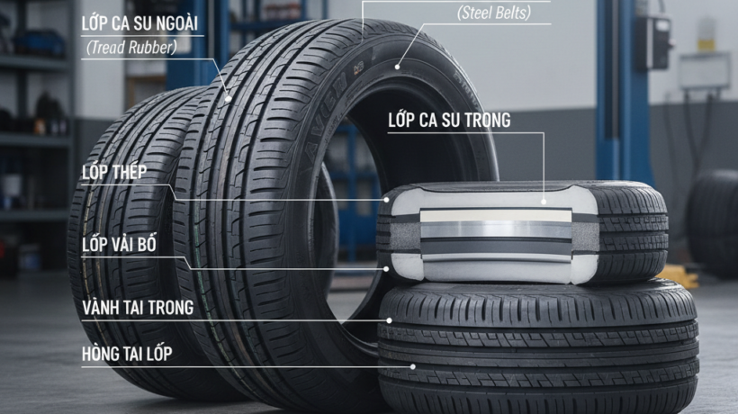 Lốp xe ô tô cấu tạo gồm những gì? Giải mã chi tiết từ A-Z