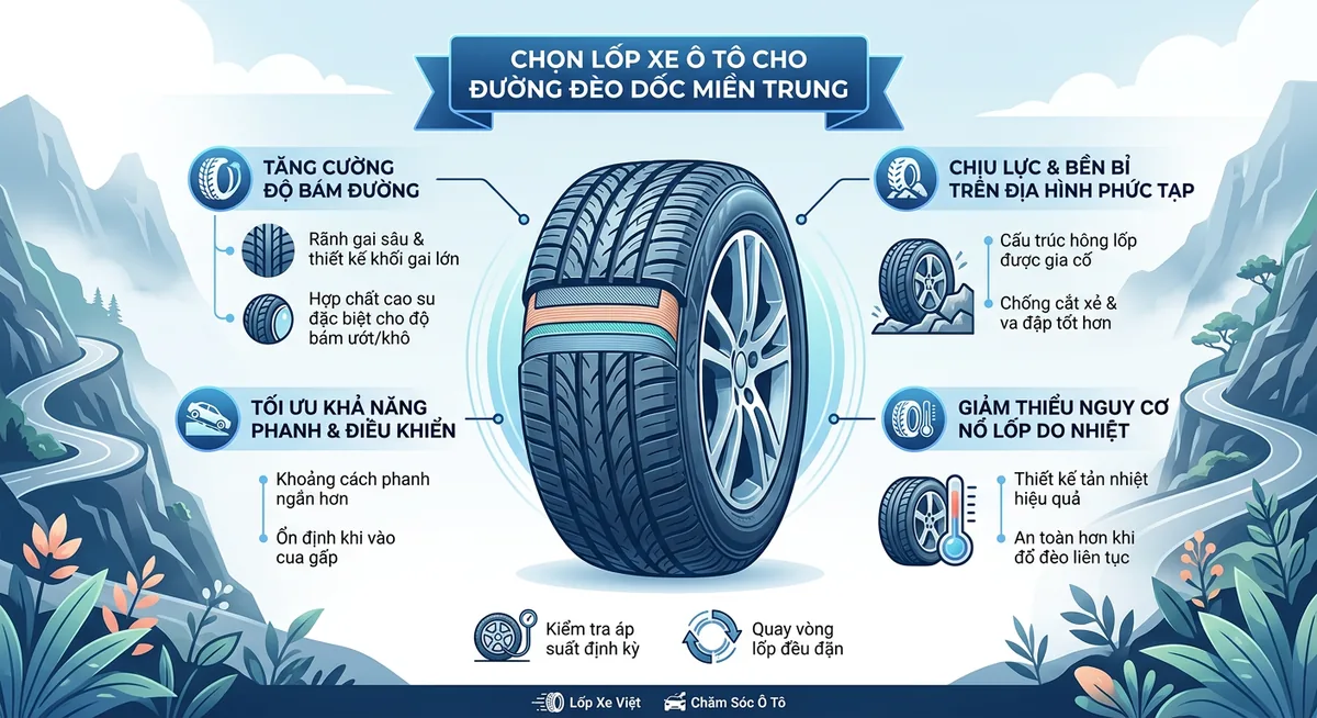 Cấu tạo gai lốp xe ô tô cho đường đèo dốc