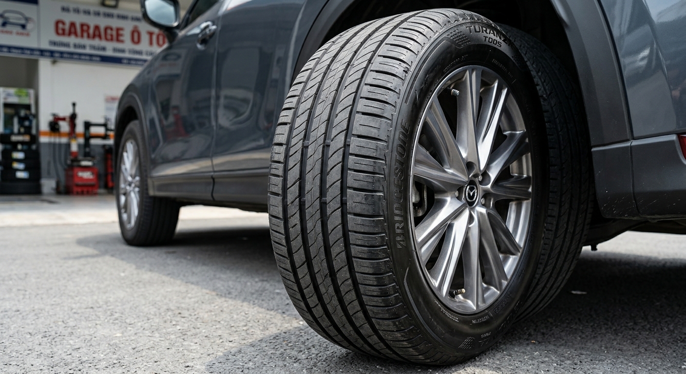 Vị trí xem bảng áp suất lốp ô tô chuẩn trên cánh cửa xe