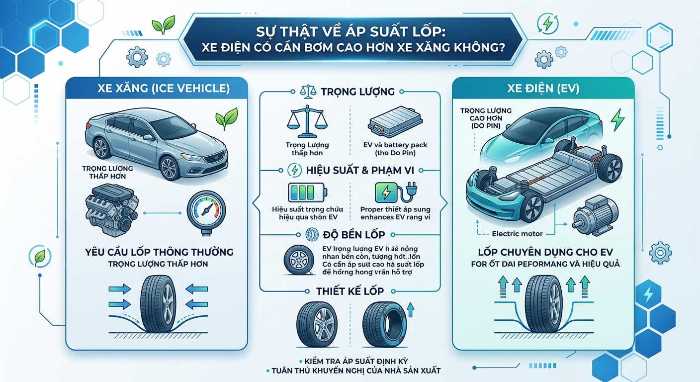 Kiểm tra áp suất lốp xe điện định kỳ