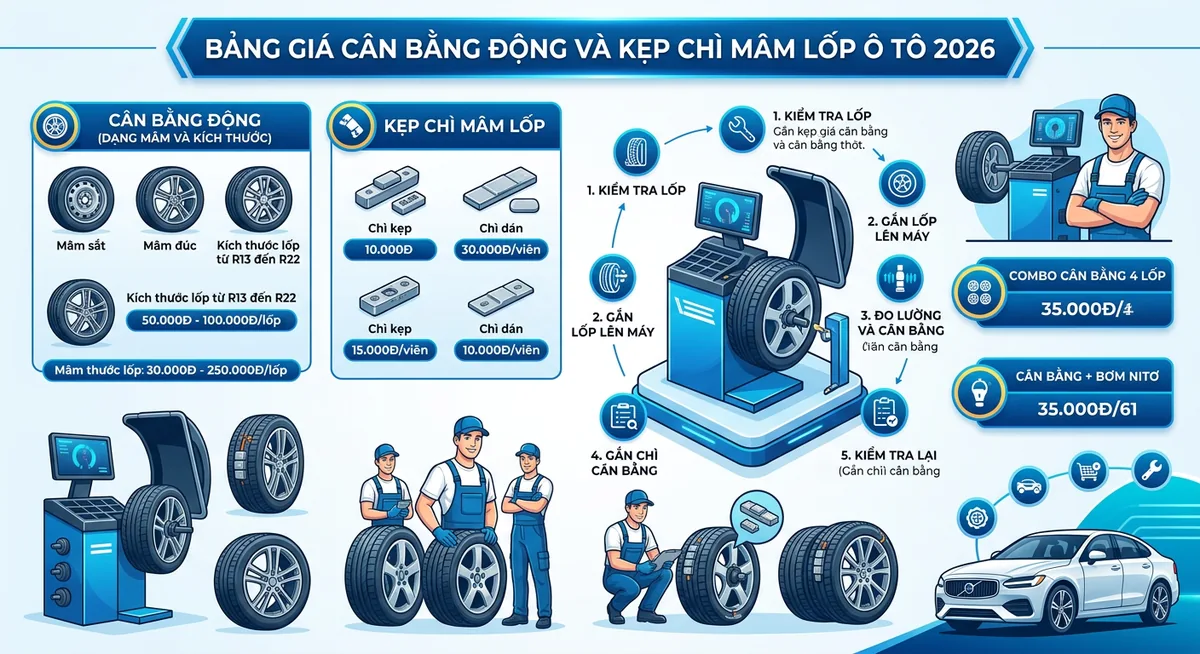 Các loại chì dán và chì kẹp mâm lốp ô tô phổ biến