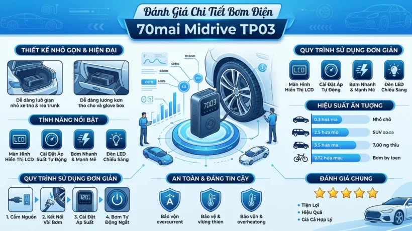 Bơm Điện 70Mai Midrive Tp03 Cho Ô Tô Review