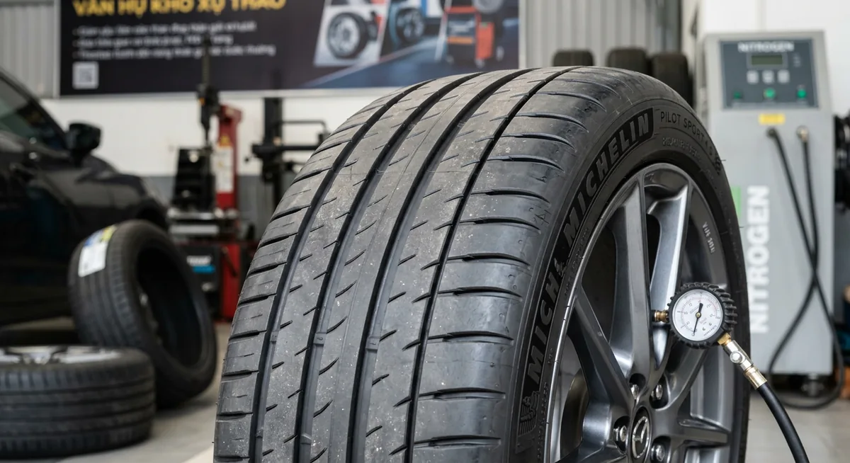 Cấu tạo phân tử khí nitơ so với oxy trong lốp xe ô tô