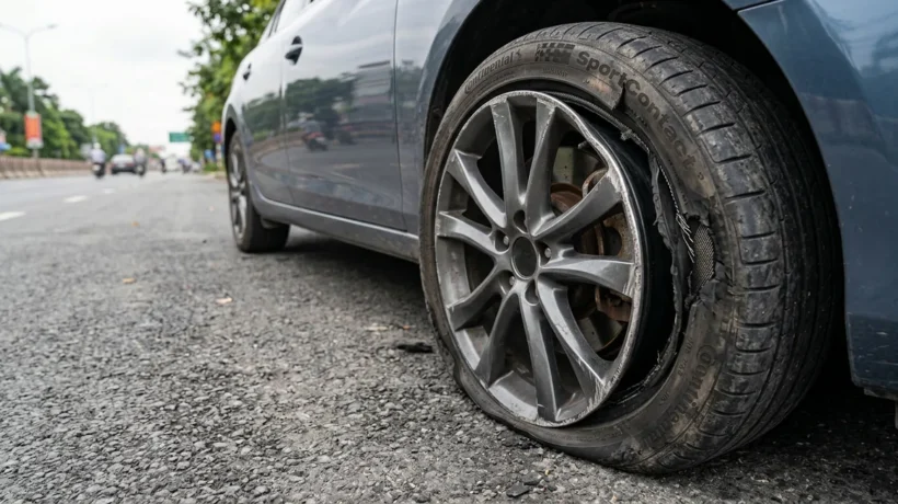 Chạy Cố Lốp Bị Vỡ Xẹp Lép Làm Hỏng Luôn La Zăng Đúng Không