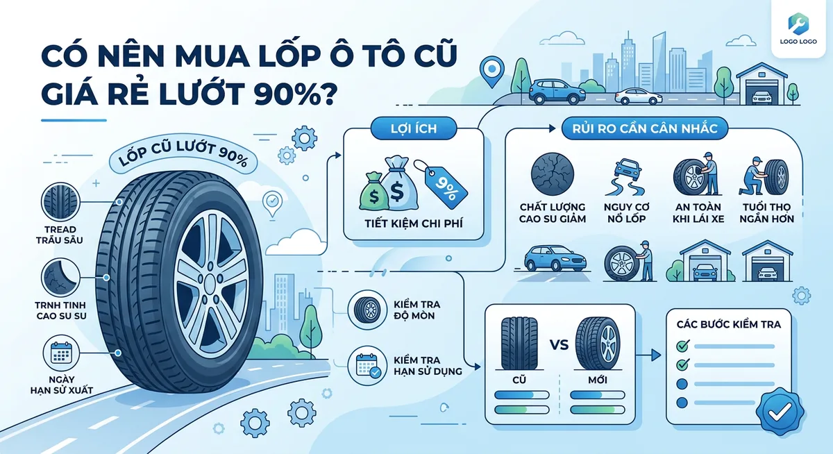 Cách xem thông số DOT trên lốp ô tô cũ