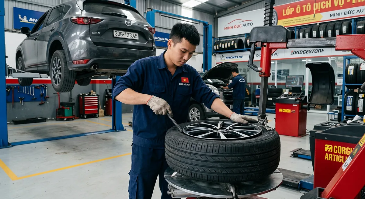 Thử nghiệm đâm đinh vào lốp đã tráng keo chống đinh