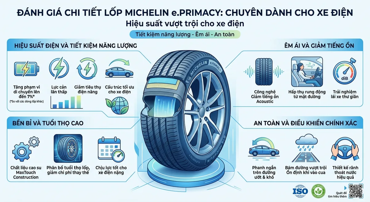 So sánh độ ồn và hiệu suất lốp Michelin e.Primacy