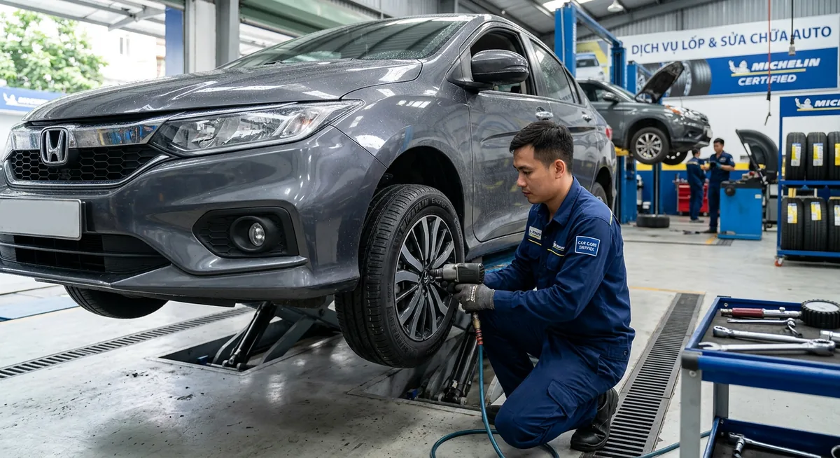 Lốp Michelin XM2+ lắp trên xe Toyota Vios tại Việt Nam