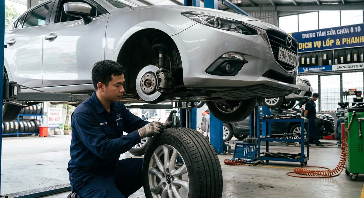 Căn chỉnh thước lái bằng máy công nghệ cao để khắc phục nhao lái
