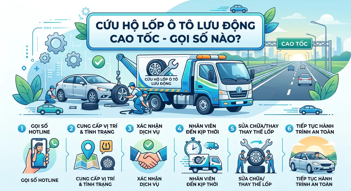Quy trình gọi cứu hộ lốp trên cao <a href=