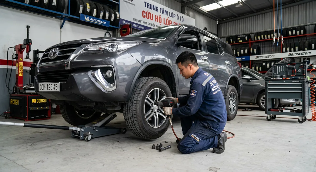 An toàn khi chờ cứu hộ lốp trên cao tốc