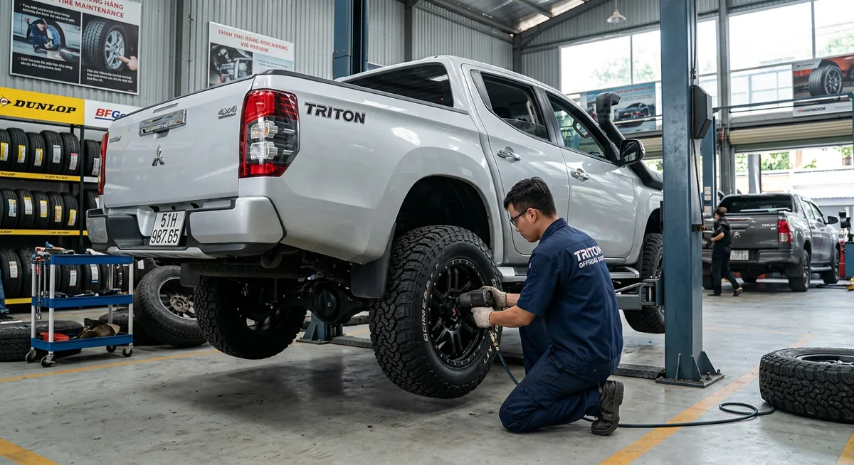 Bảo dưỡng lốp offroad cho xe Triton sau chuyến đi
