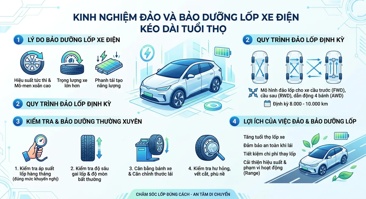 Kiểm tra áp suất lốp xe điện bằng cảm biến TPMS