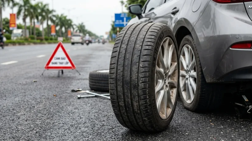 Kinh Nghiệm Đặt Biển Cảnh Báo Phản Quang Khi Thay Lốp An Toàn