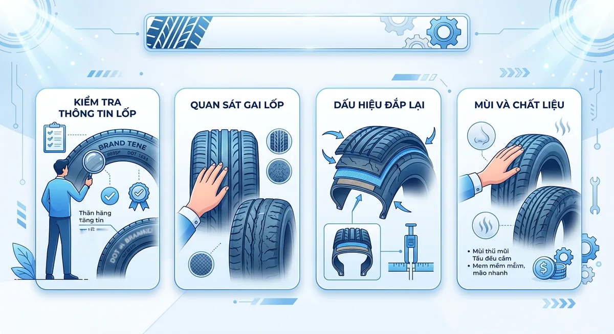 Kiểm tra hông lốp để phát hiện vết đắp