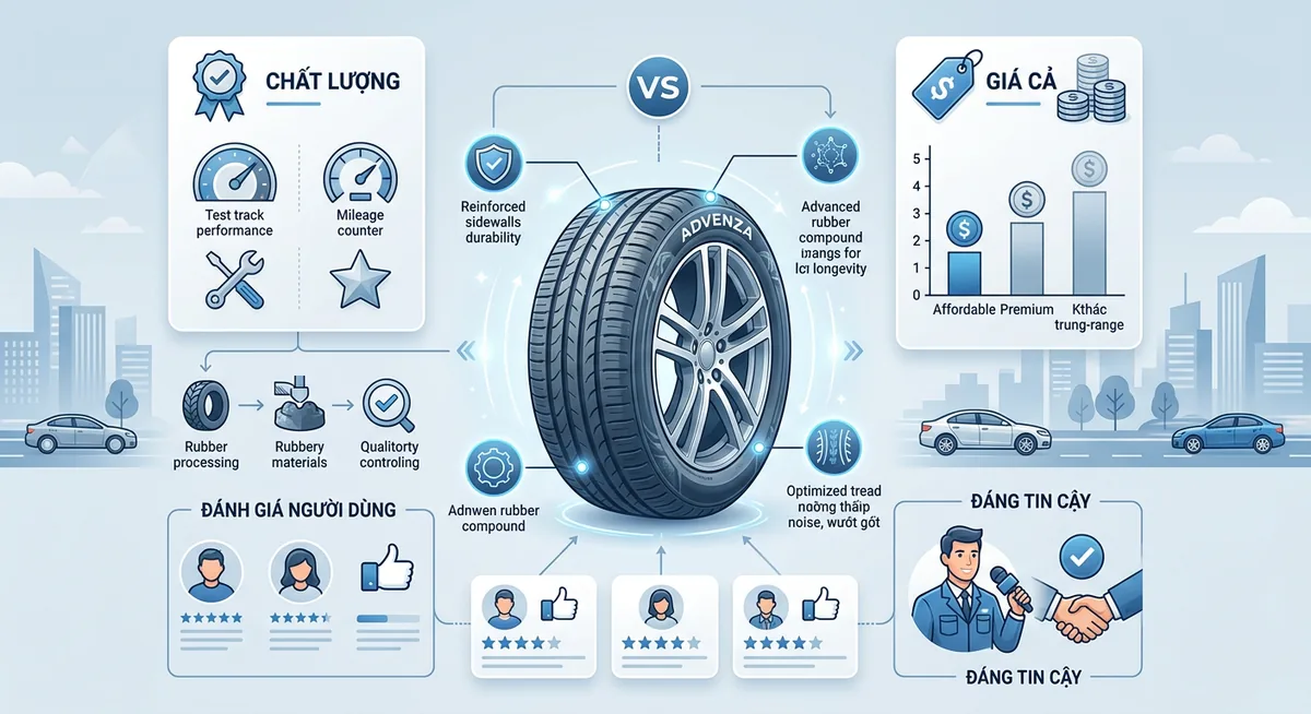 Cận cảnh rãnh gai lốp Advenza Venturer giúp thoát nước nhanh