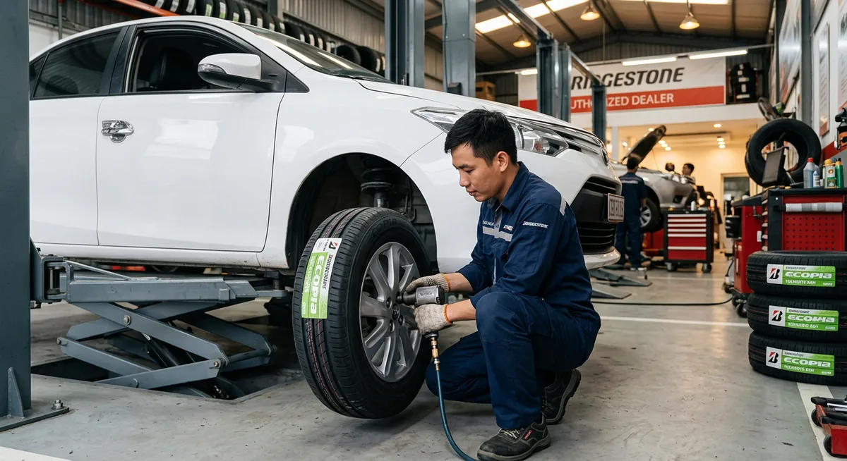 Kiểm tra áp suất lốp Bridgestone Ecopia