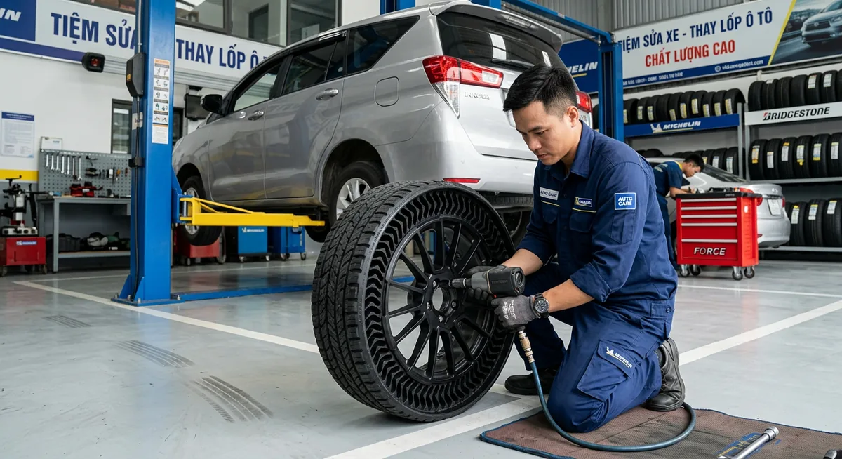 Thử nghiệm lốp không hơi trên đường phố Việt Nam tương lai