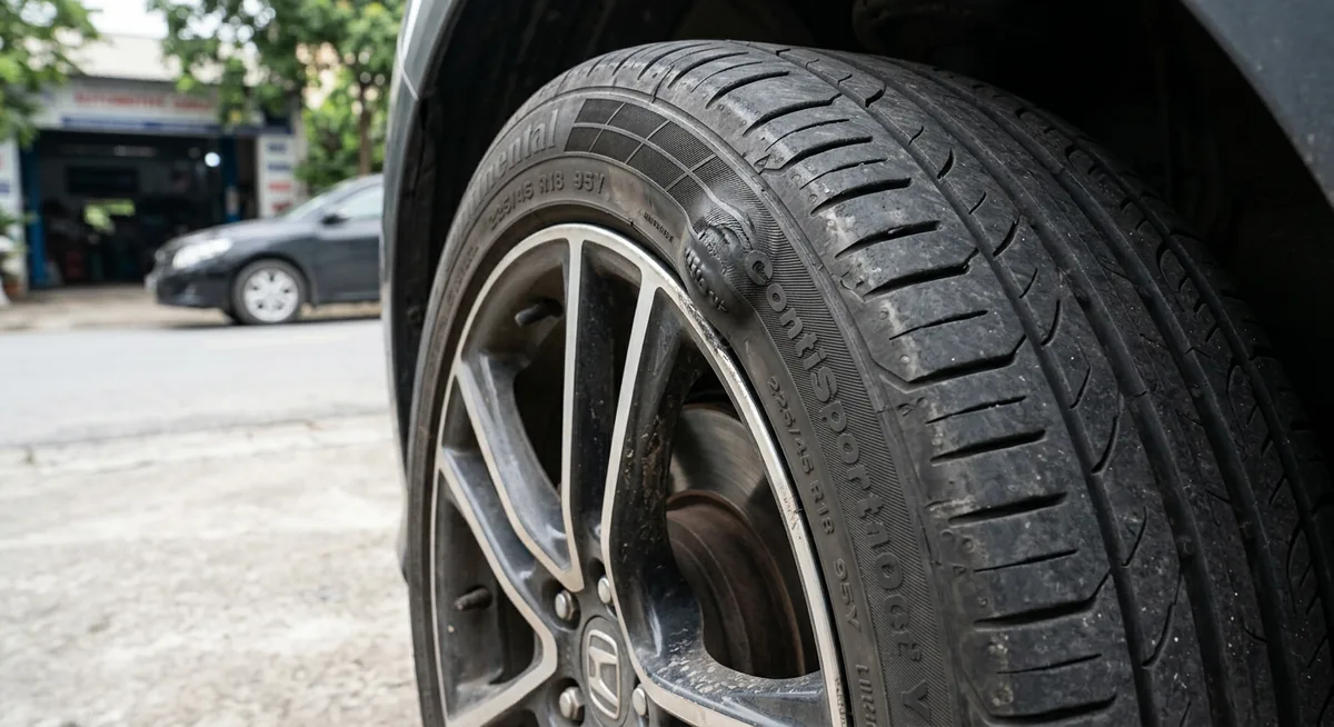Hiện tượng lốp ô tô bị chửa phồng dộp ở hông xe