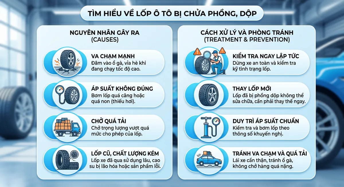 Nguy cơ nổ lốp do chửa lốp khi chạy tốc độ cao