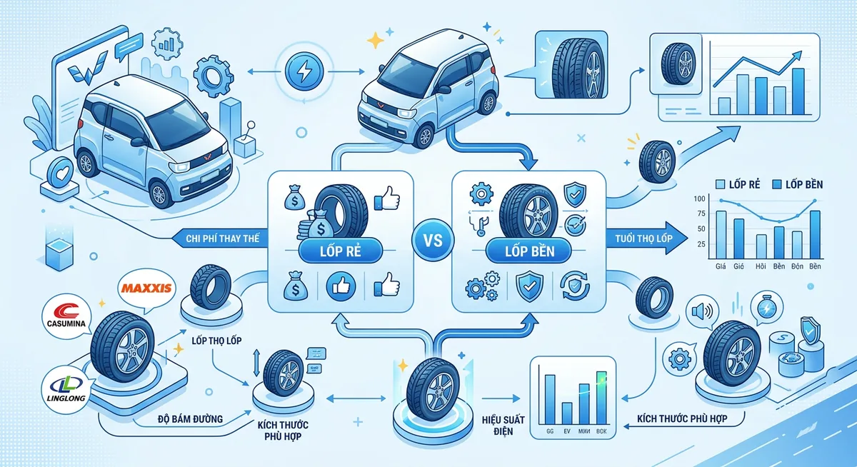 So sánh các dòng lốp thay thế cho Wuling Hongguang Mini EV