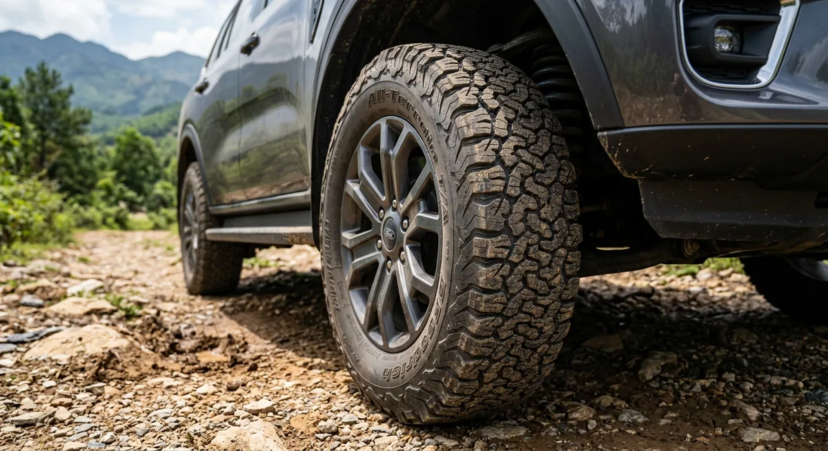 Lốp xe Ford Everest 2026 phiên bản Titanium trên đường phố