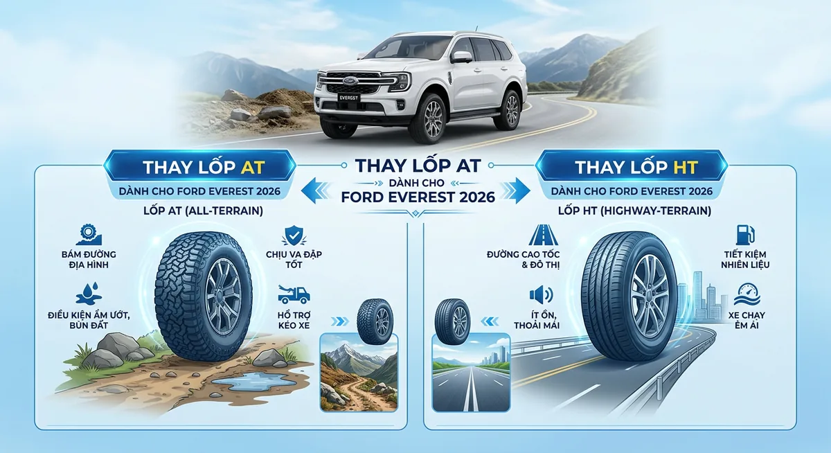 Cận cảnh gai lốp AT All-Terrain trên xe SUV