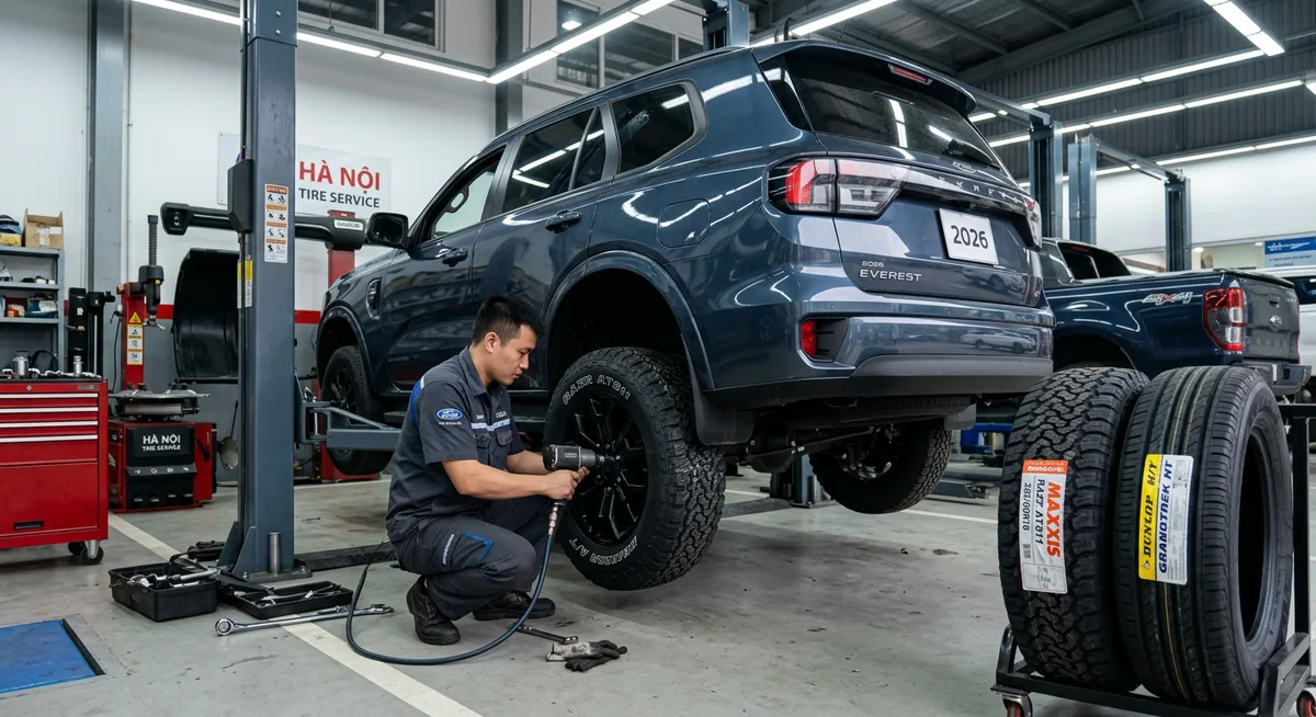 Ford Everest di chuyển trên đường đèo dốc