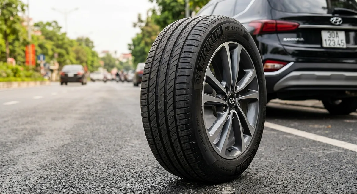 Thông số lốp xe Hyundai SantaFe 235/55R19 chi tiết trên hông lốp