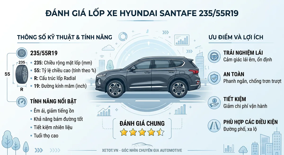So sánh gai lốp Michelin và Bridgestone cho SantaFe