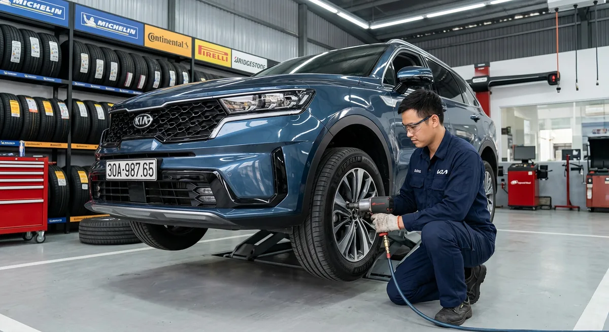Quy trình thay lốp chuyên nghiệp cho Kia Sorento