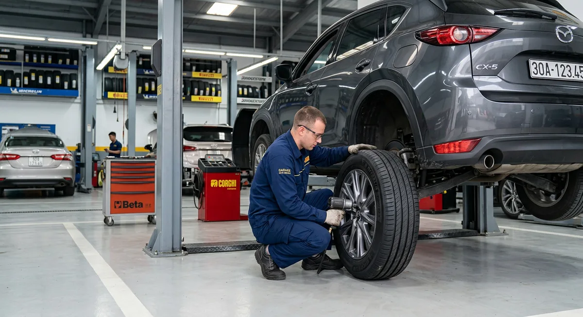 Kiểm tra áp suất lốp xe để giảm tiếng ồn