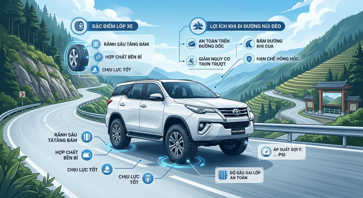 So sánh các dòng lốp AT cho Toyota Fortuner