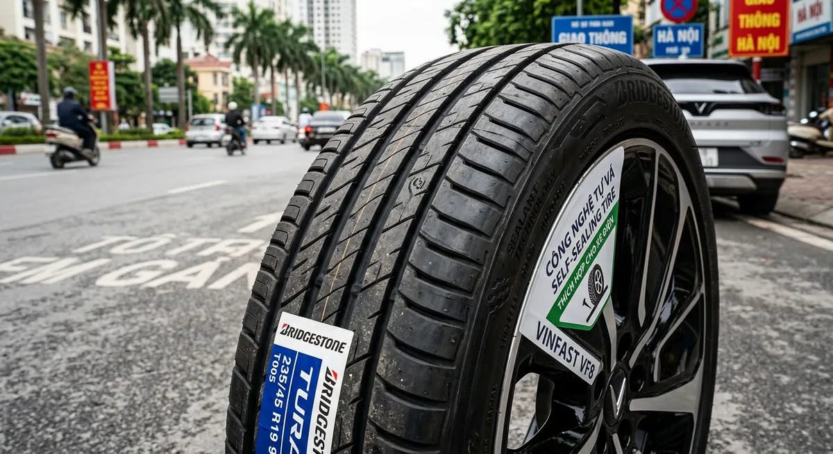 Cấu tạo chi tiết lớp keo tự vá Self-sealing bên trong lốp xe điện