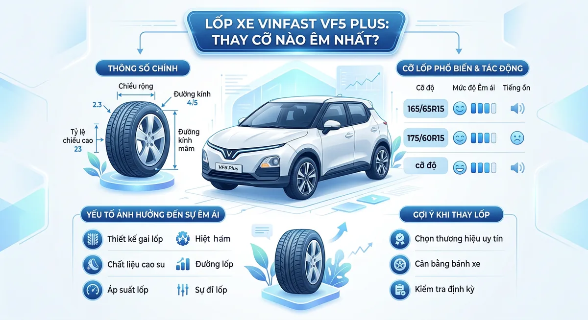 So sánh kích thước lốp 205/55R16 và 205/60R16 cho Vinfast VF5