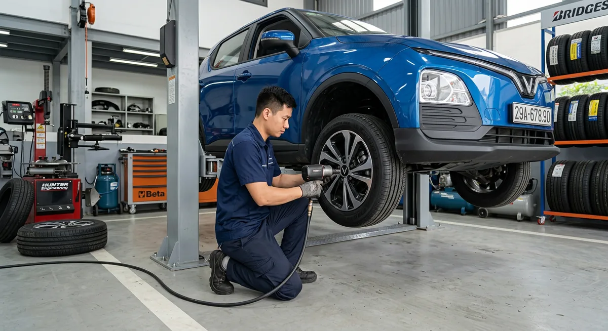 Kiểm tra chỉ số tải trọng khi thay lốp xe điện VinFast