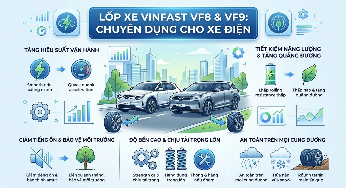 So sánh các dòng lốp chuyên dụng xe điện cho VinFast