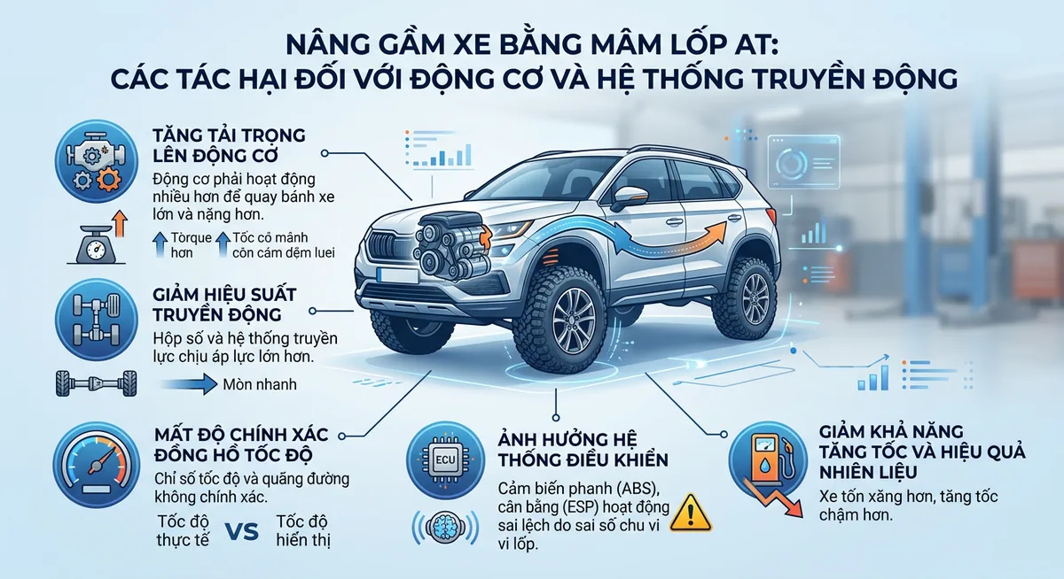 Cấu tạo gai lốp AT ảnh hưởng đến tiếng ồn và cảm giác lái