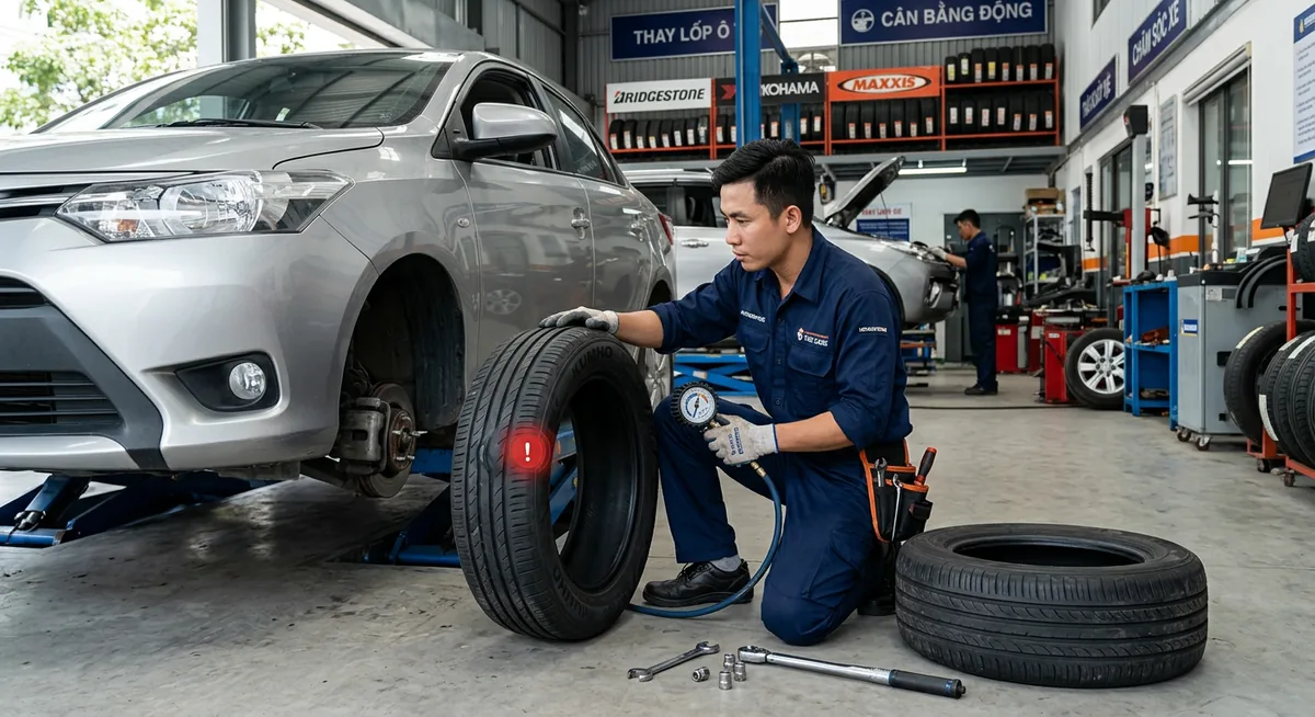 Kiểm tra áp suất lốp định kỳ để phòng tránh lốp phù