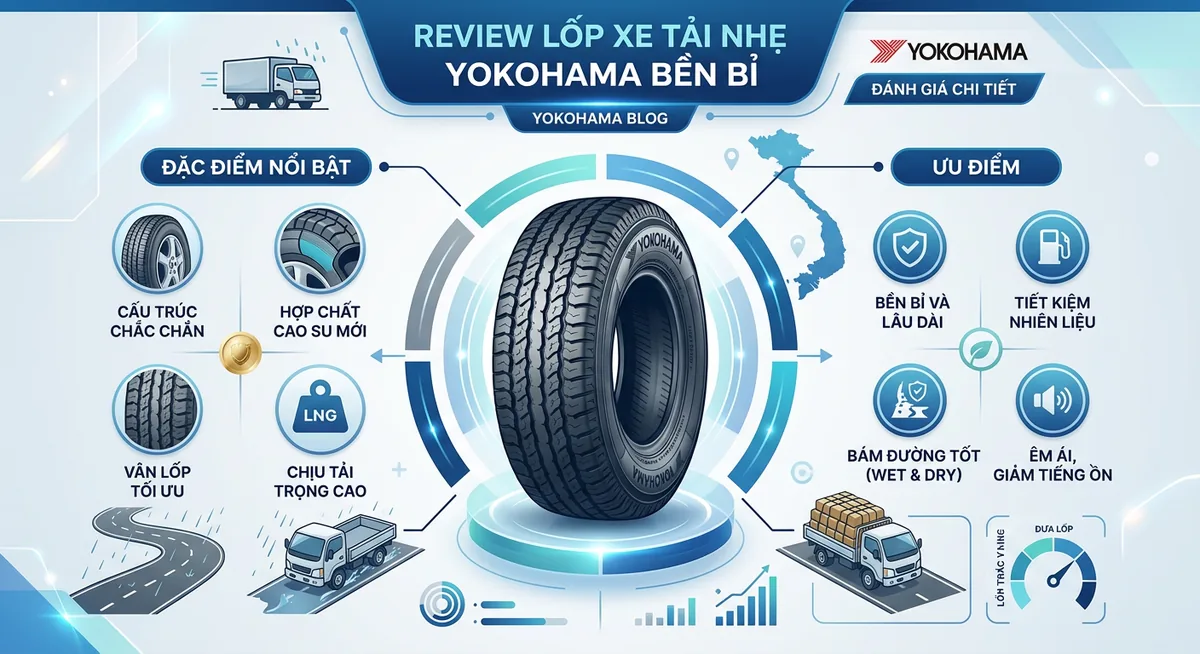 Cận cảnh gai lốp Yokohama RY55 cho xe tải nhẹ