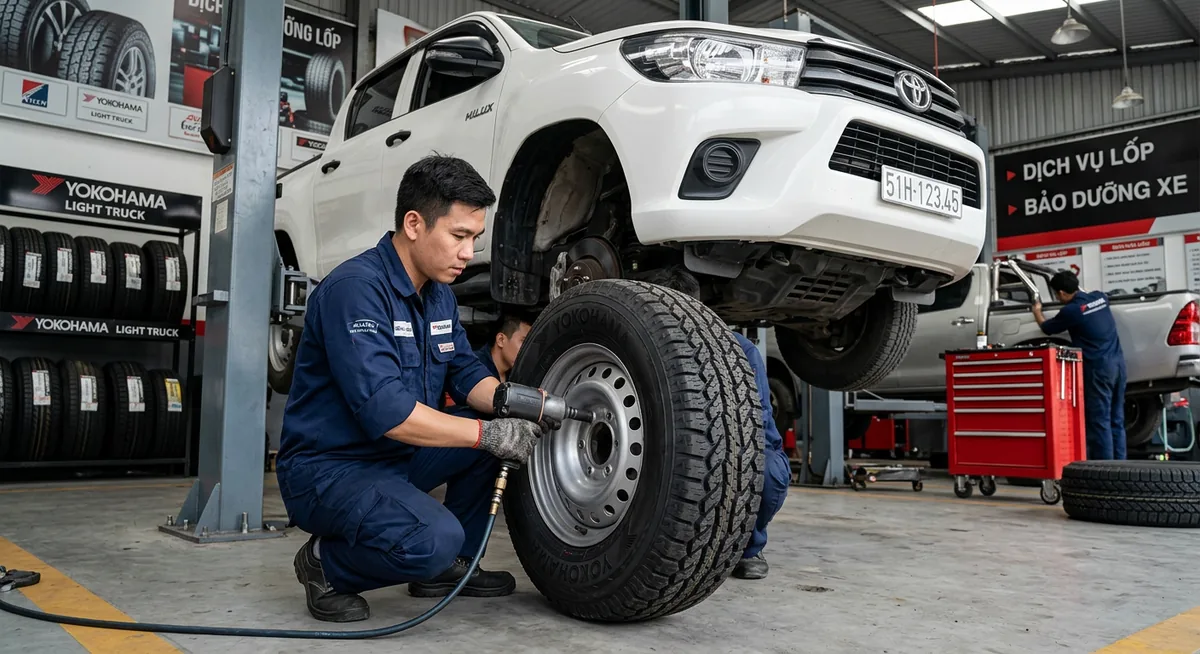 Xe tải nhẹ lắp lốp Yokohama vận hành trên đường trường