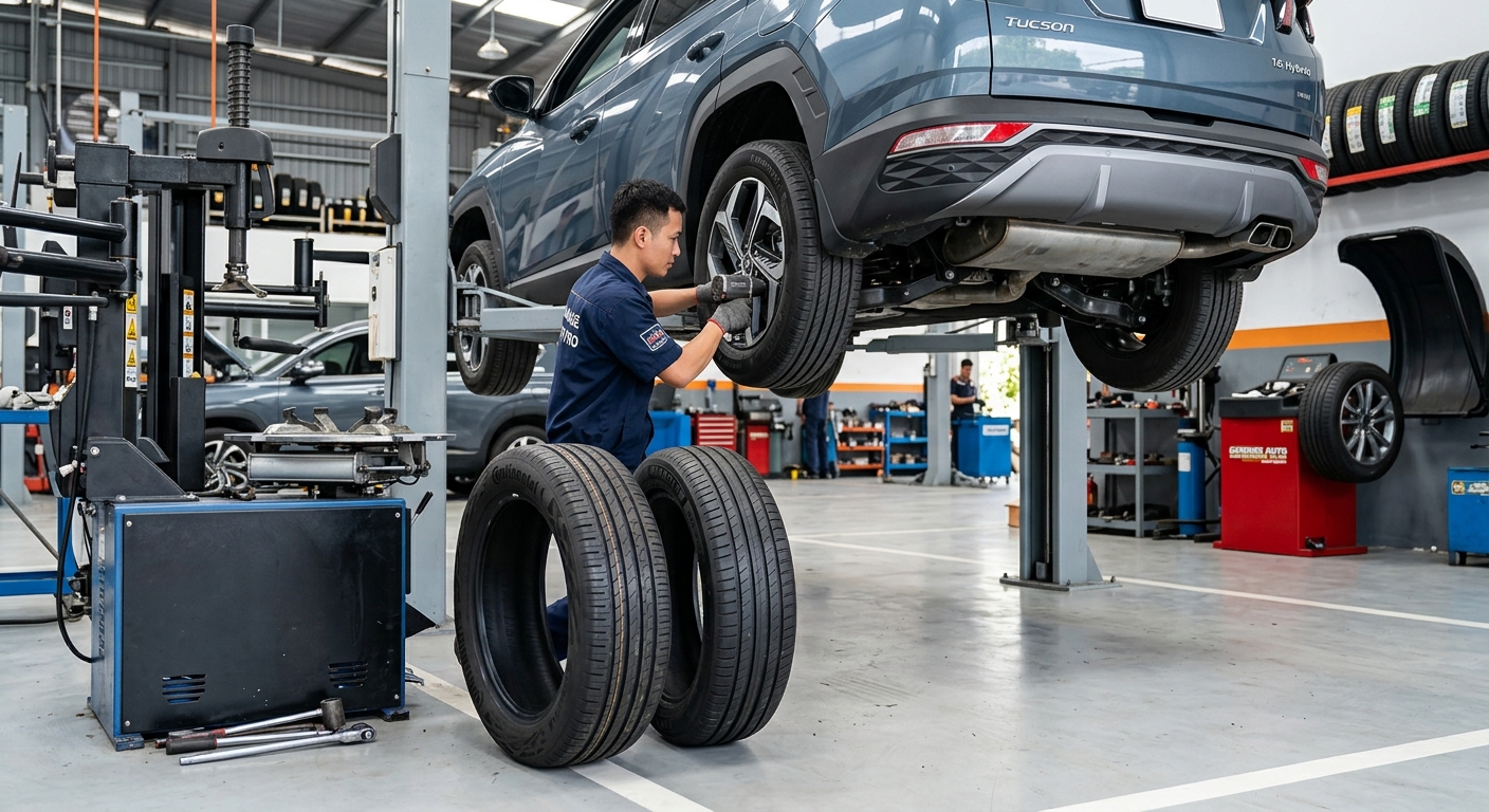 Kiểm tra áp suất lốp Continental EcoContact 6 trên xe Hybrid